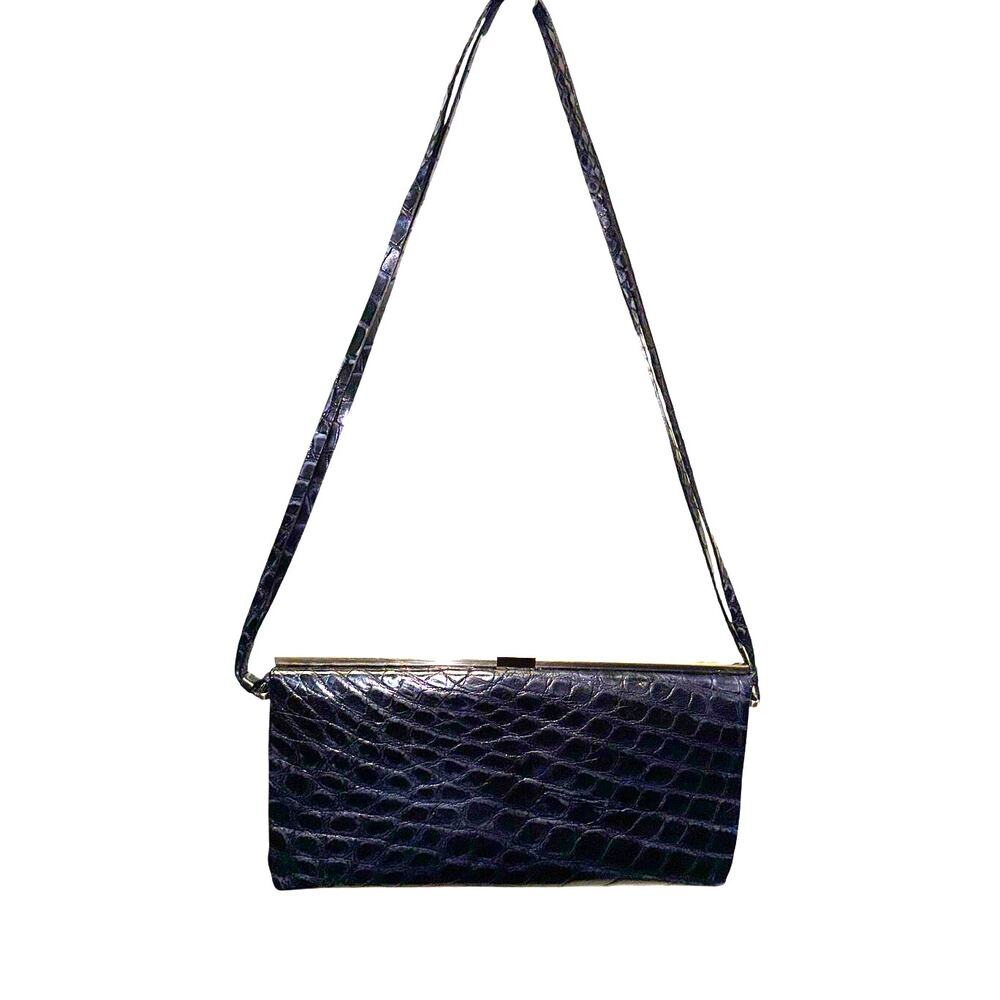Purse / Tardini / Alligator Leather / Clutch / Shoulder Bag / Black / Authentic